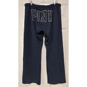 Y2K Victoria's Secret PINK Navy Blue Wide Leg Baggy Sweatpants Back Logo Large L